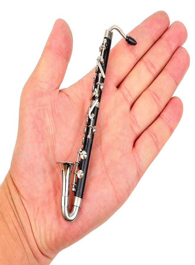 Dselvgvu Miniature Bass Clarinet with Stand and Case Mini Musical Instrument Replica Collectible Figurines Dollhouse Accessories Model Home Decorations Display Ornaments (5.12" Bass Clarinet) - Image 2